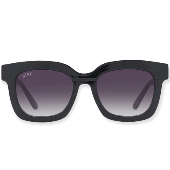DIFF Makay Sunglasses Black Frames Grey Gradient Lenses Square Oversized - Picture 1 of 8